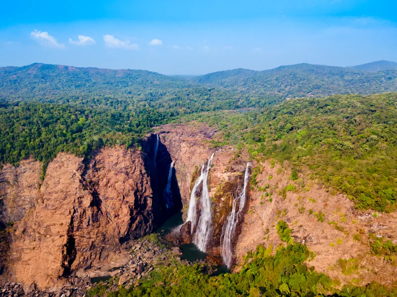 Jog Falls Aerial Panoramic View Karnataka State India