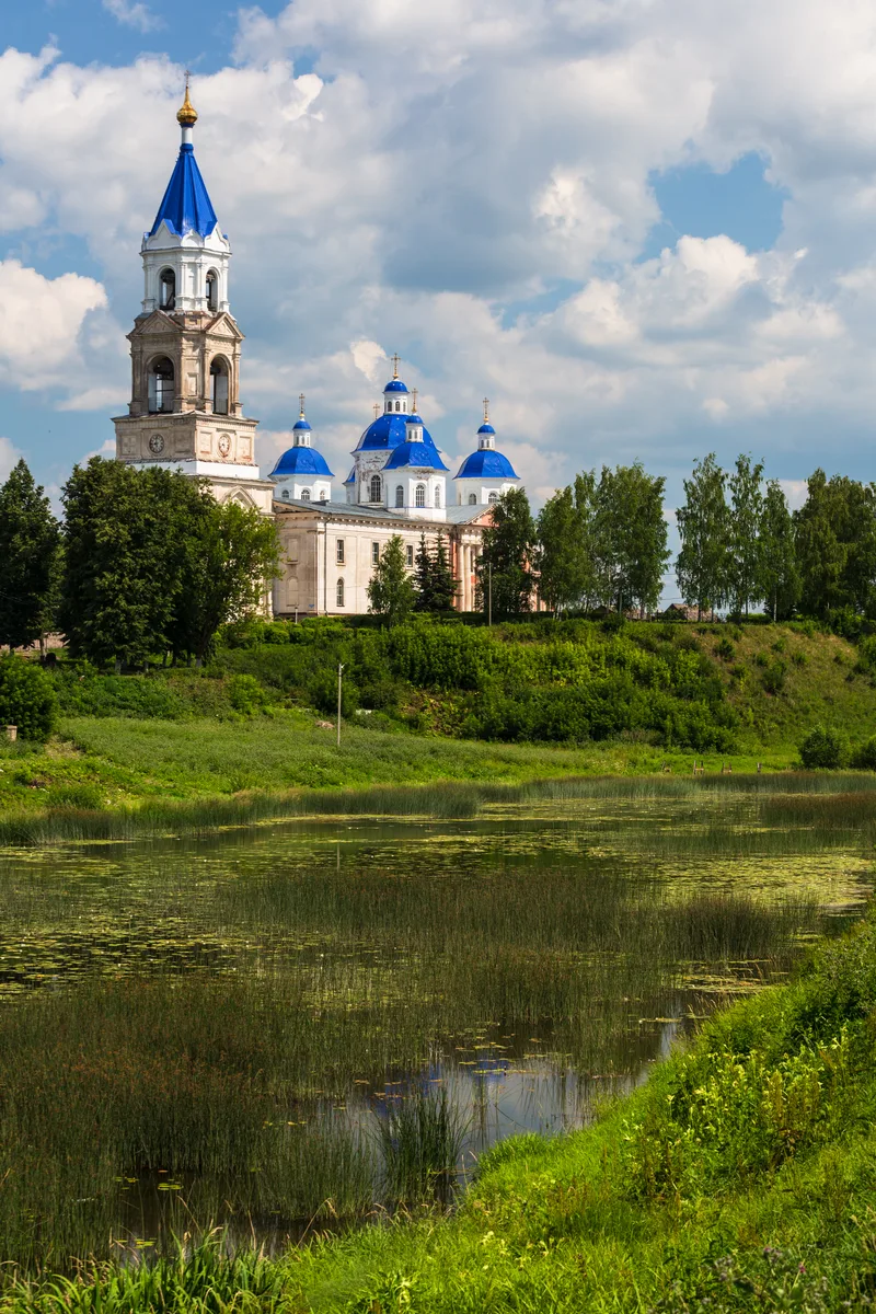 Kashin Tver Region Russia Scenic Cityscape Resurrection Cathedral Bank Kashinka River
