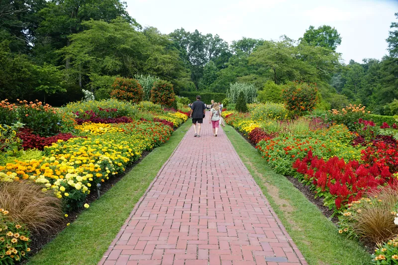 Kenneth Square Pennsylvania Us August 2 2023 Couple Walking Through Beautiful Flower Garden Summer