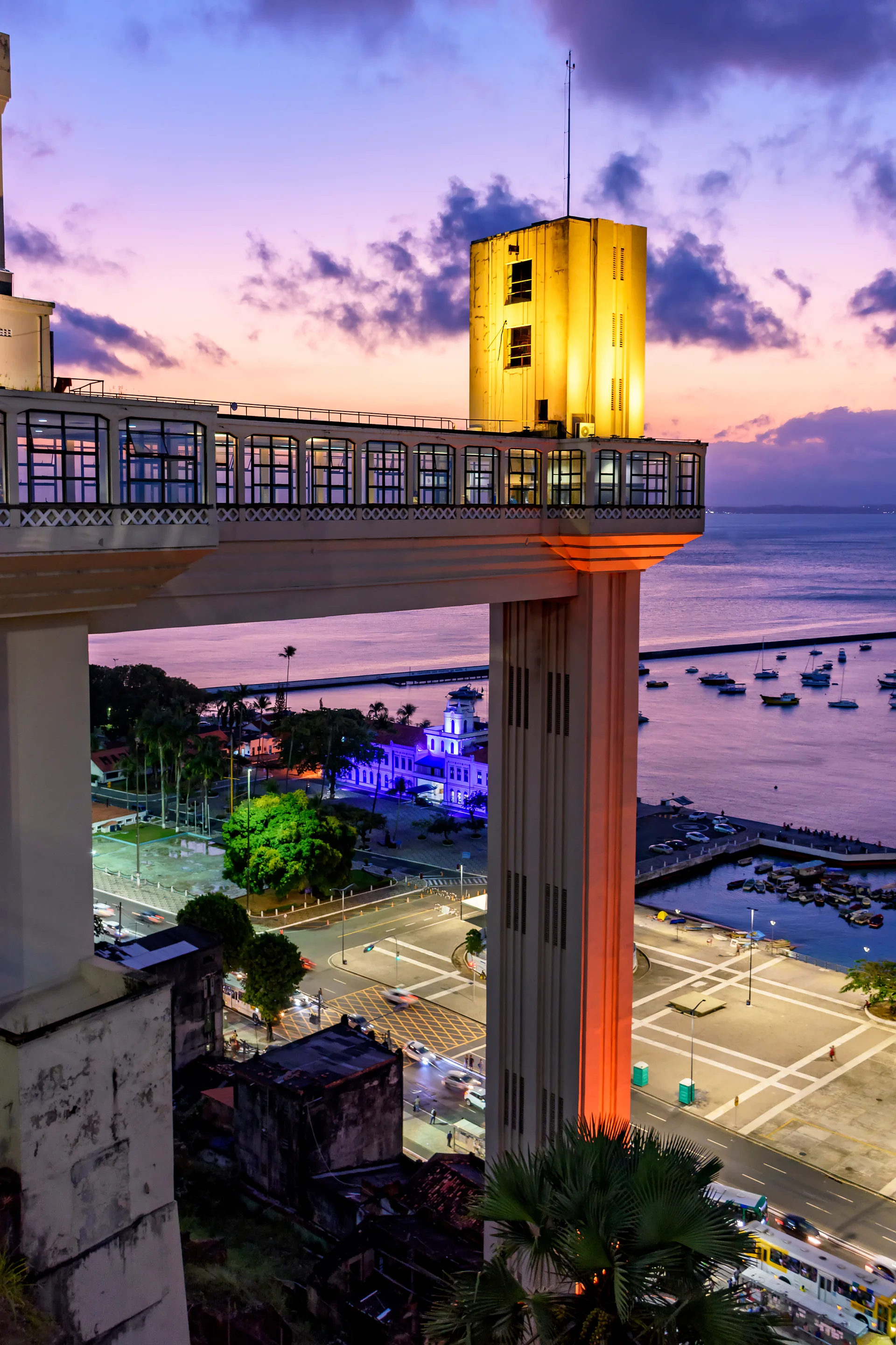 Lacerda Elevator Illuminated Night City Salvador Bahia With Sea Background. Dark wallpaper. 3333×5000px. Free download for…