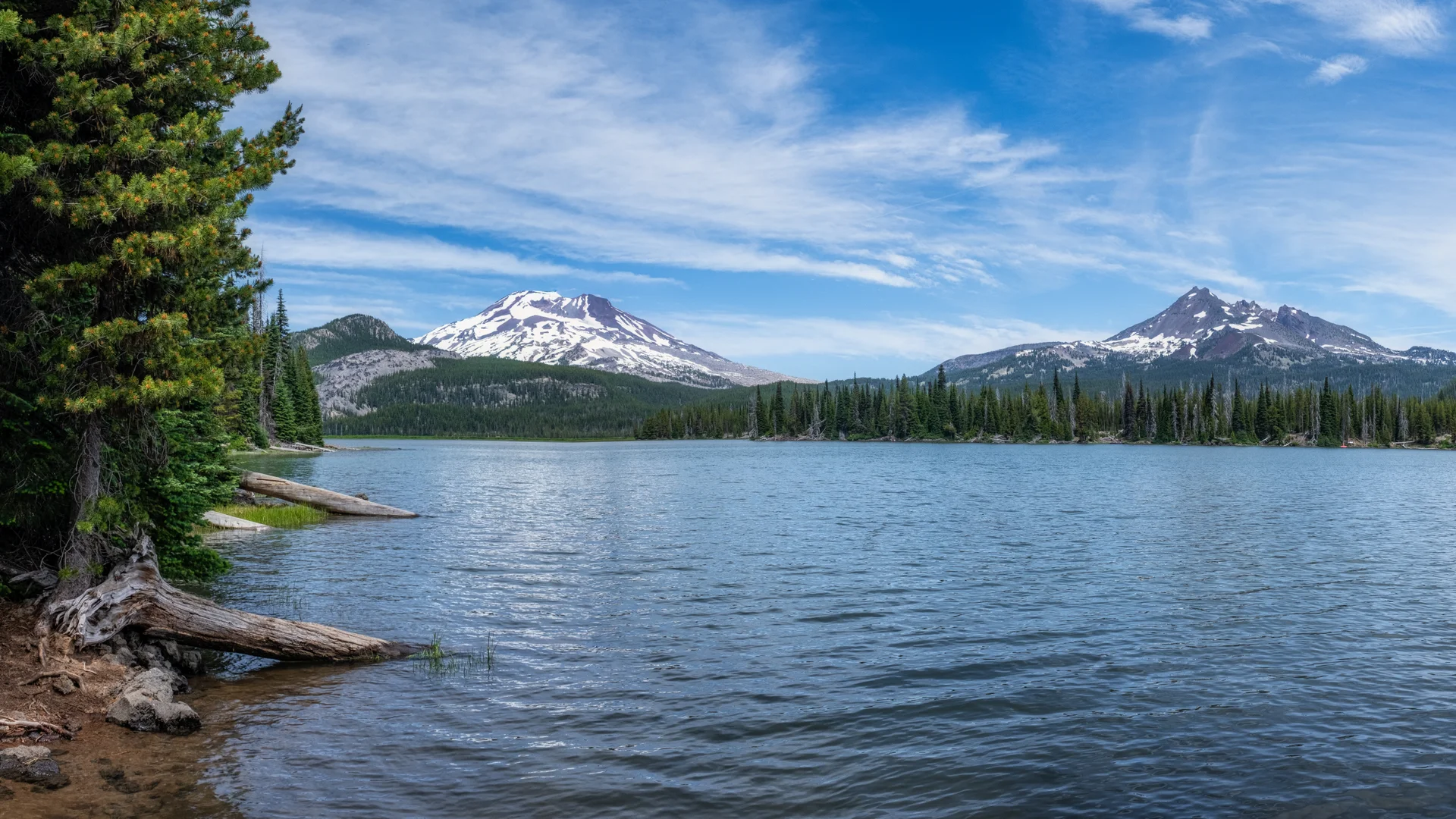 Lake Mountains Near Forest. Nature wallpaper. 9697×5455px. Free download for personal use.