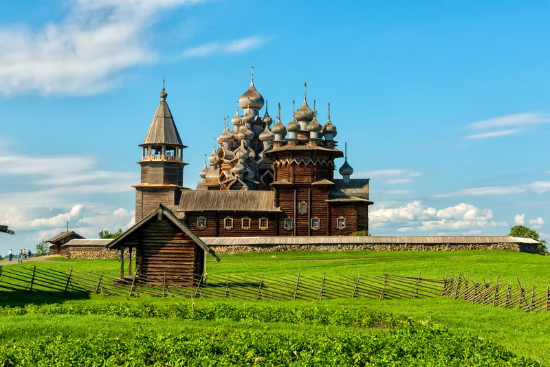 Landscape Area Island Kizhi With Orthodox Religious Complex