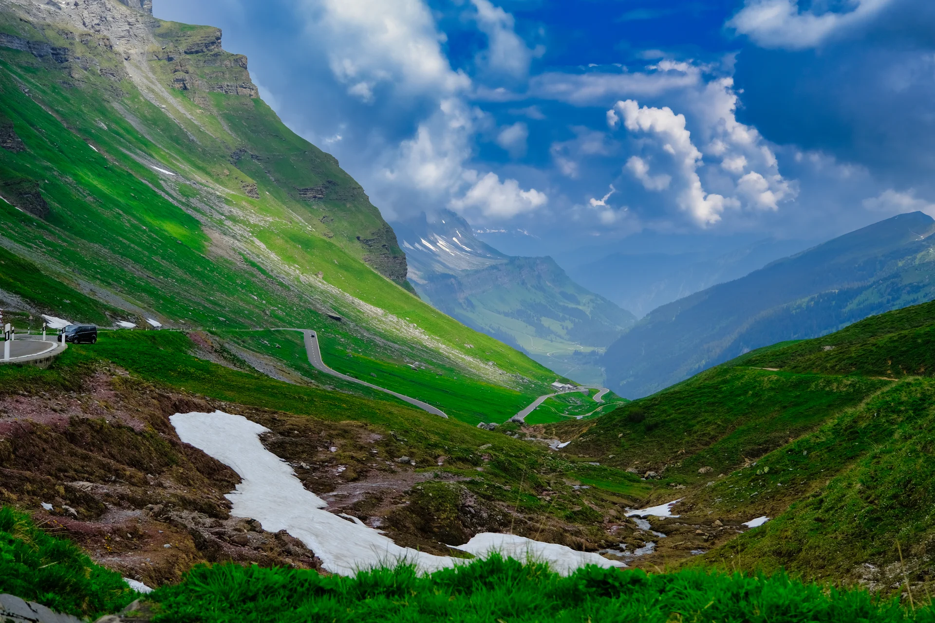 Landscape Mountain With Blue Sky Background. Nature wallpaper. 6240×4160px. Free download for personal use.
