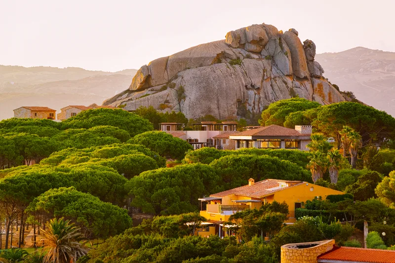 Landscape Scenery Baja Sardinia Luxury Resort Costa Smeralda Sunset Evening Sardegna Island Italy Summer Olbia Province Villa Mediteranean Sea