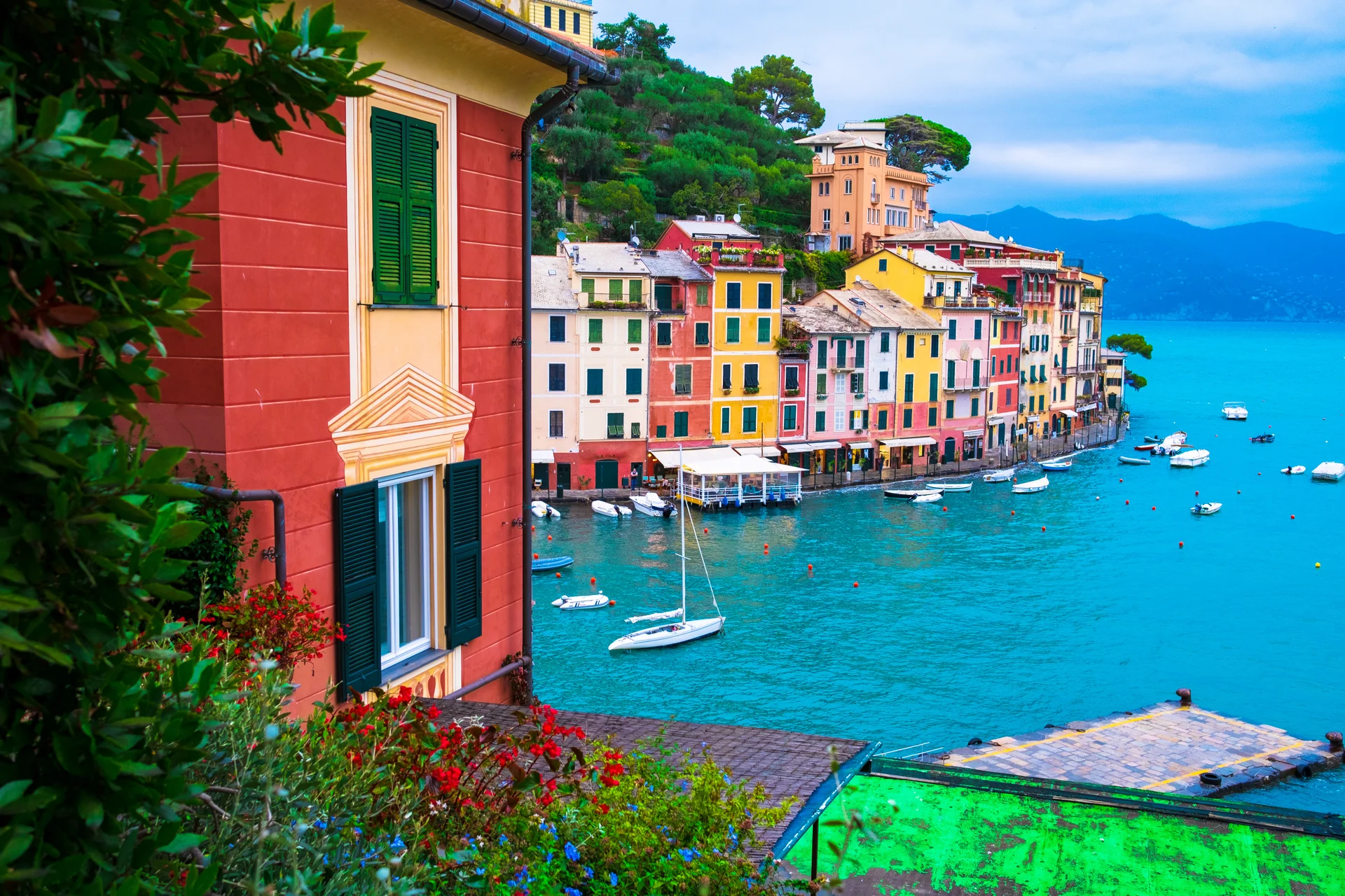 Landscape View Portofino Famous Small Town Italy. Aerial wallpaper. 6240×4160px. Free download for personal use.