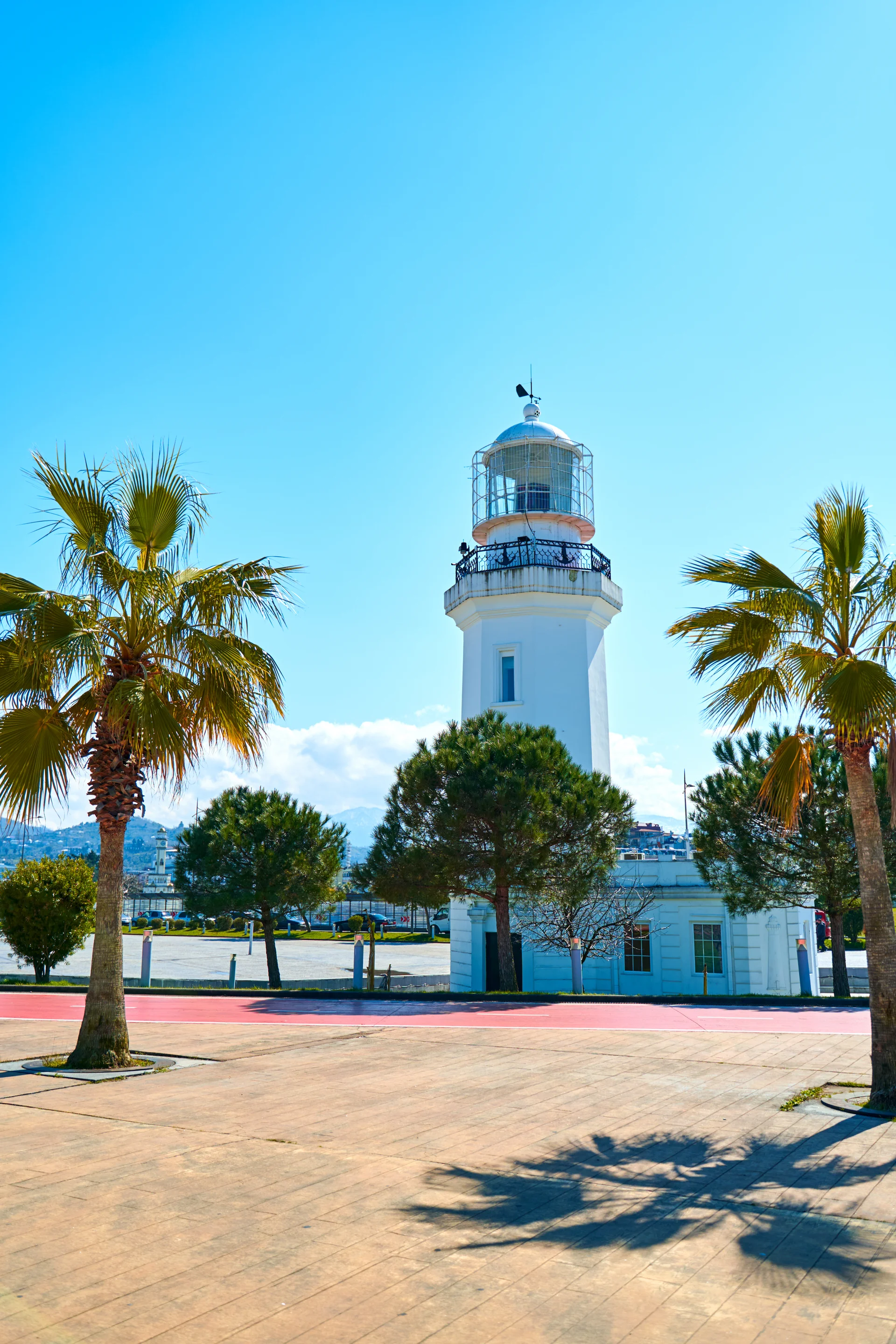 Light Building Lighthouse By Sea Sunny Summer Day. Nature wallpaper. 4000×6000px. Free download for personal use.