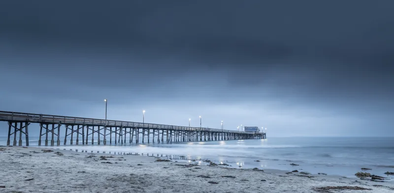 Long Exposure Wooden Pier Sea California Evening