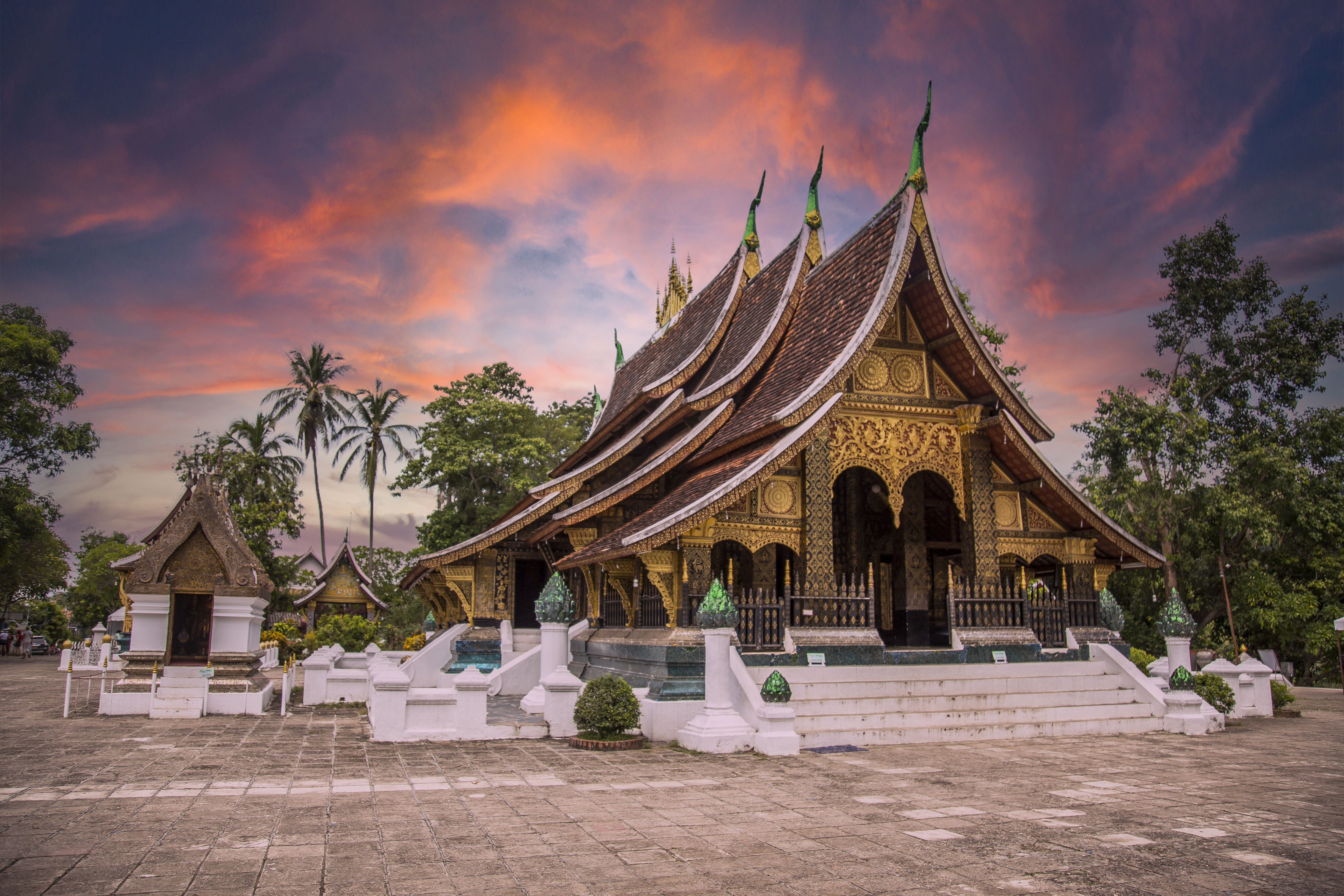 Lovely Sunset Lovely Temple Luang Prabang Summer Laos