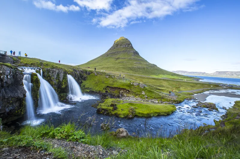 Mesmerizing Shot Famous Kirkjufellsfoss Mountain Barnafoss River Iceland