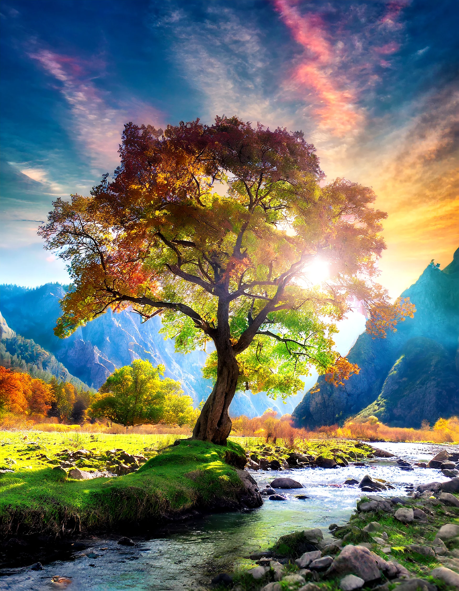 Milky Way Hollow Rock Ai Generated. Nature wallpaper. 4978×6400px. Free download for personal use.
