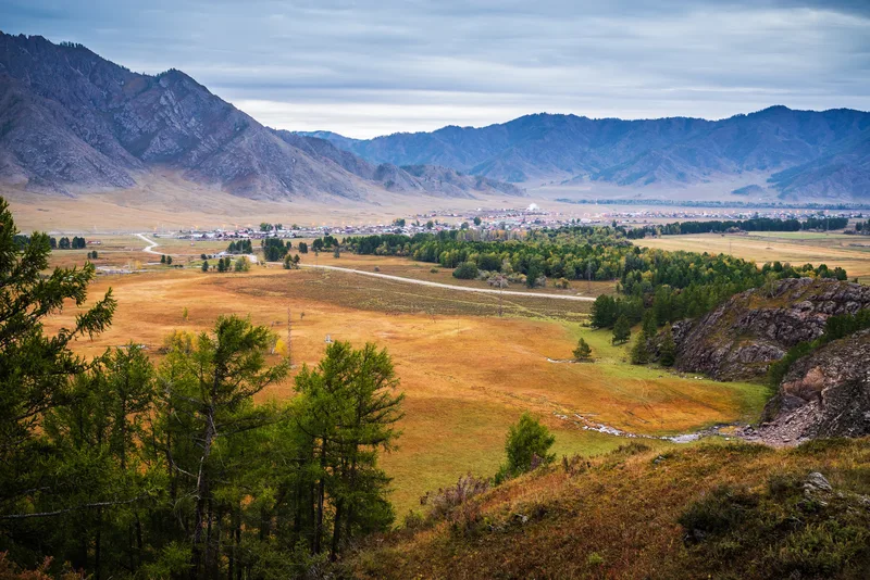 Mountain Landscape Before Sunrise Russia Mountain Altai Chuysky Tract Karakol Village