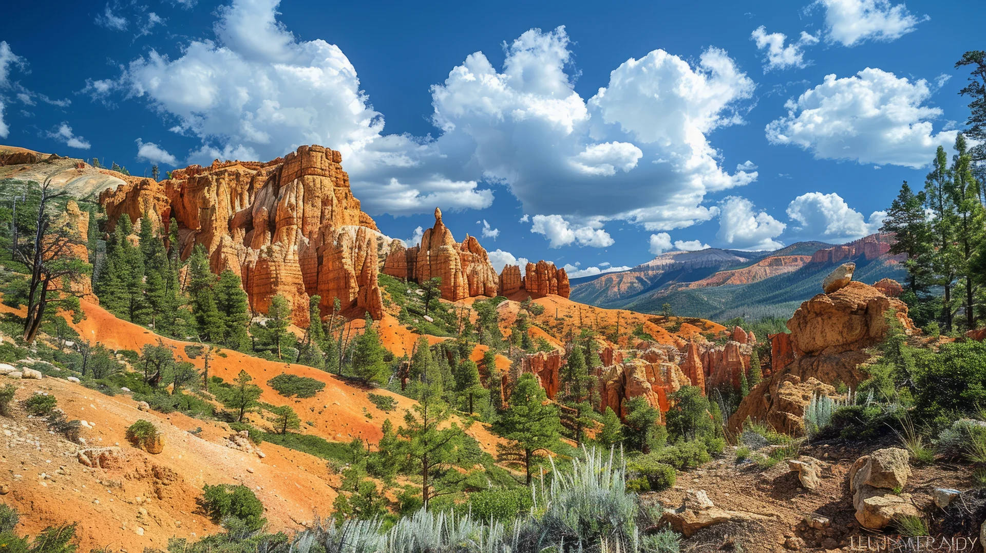Mountain Range With Cloudy Sky Background Sky Is Blue Mountains Are Orange. Nature wallpaper. 8736×4896px. Free download f…