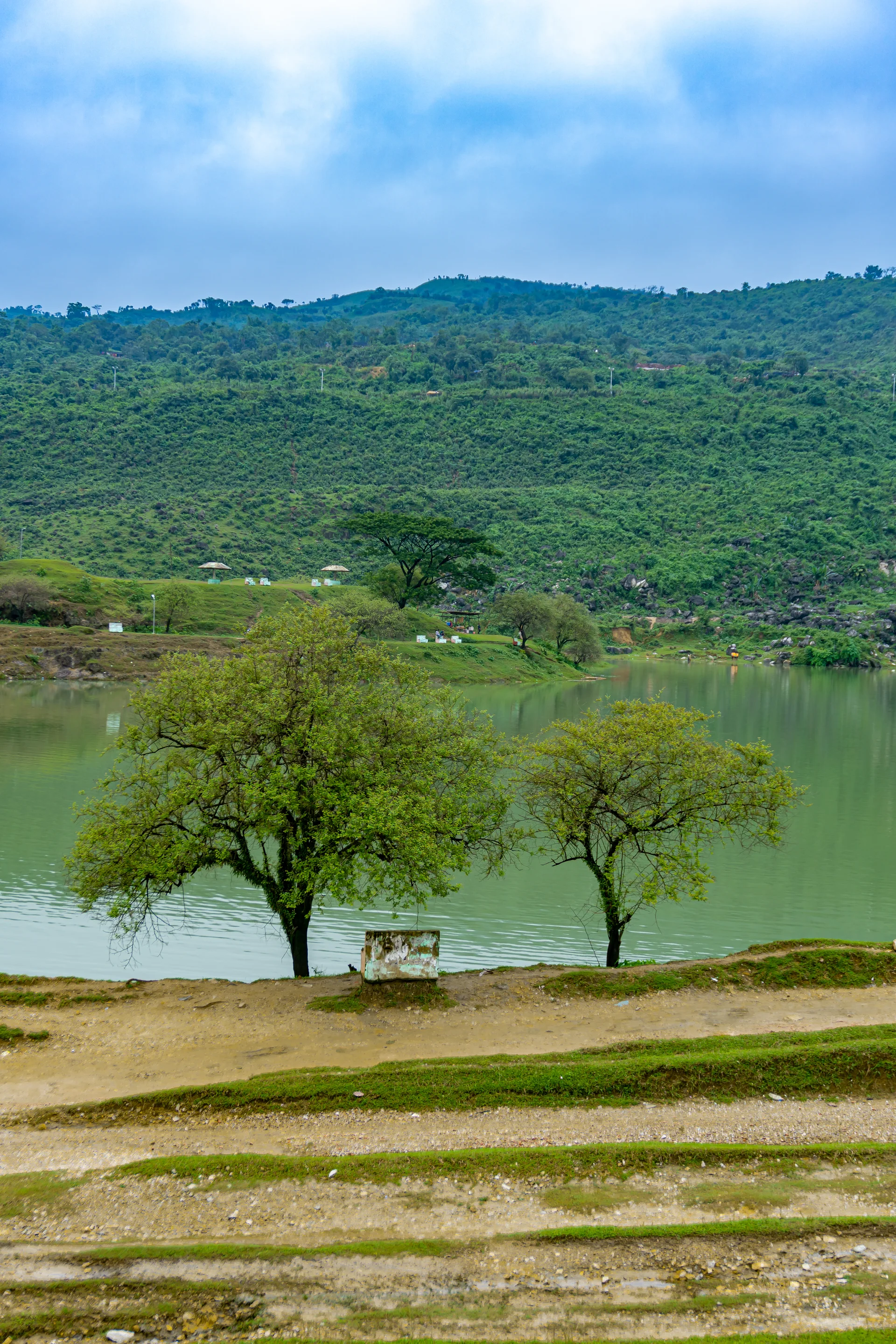 Natural Landscape With Lake Mountains Selective Focus. Nature wallpaper. 4000×6000px. Free download for personal use.