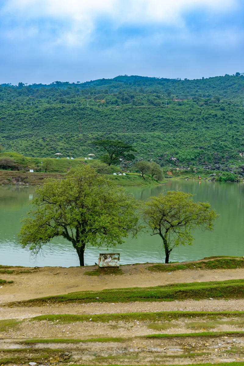 Natural Landscape With Lake Mountains Selective Focus