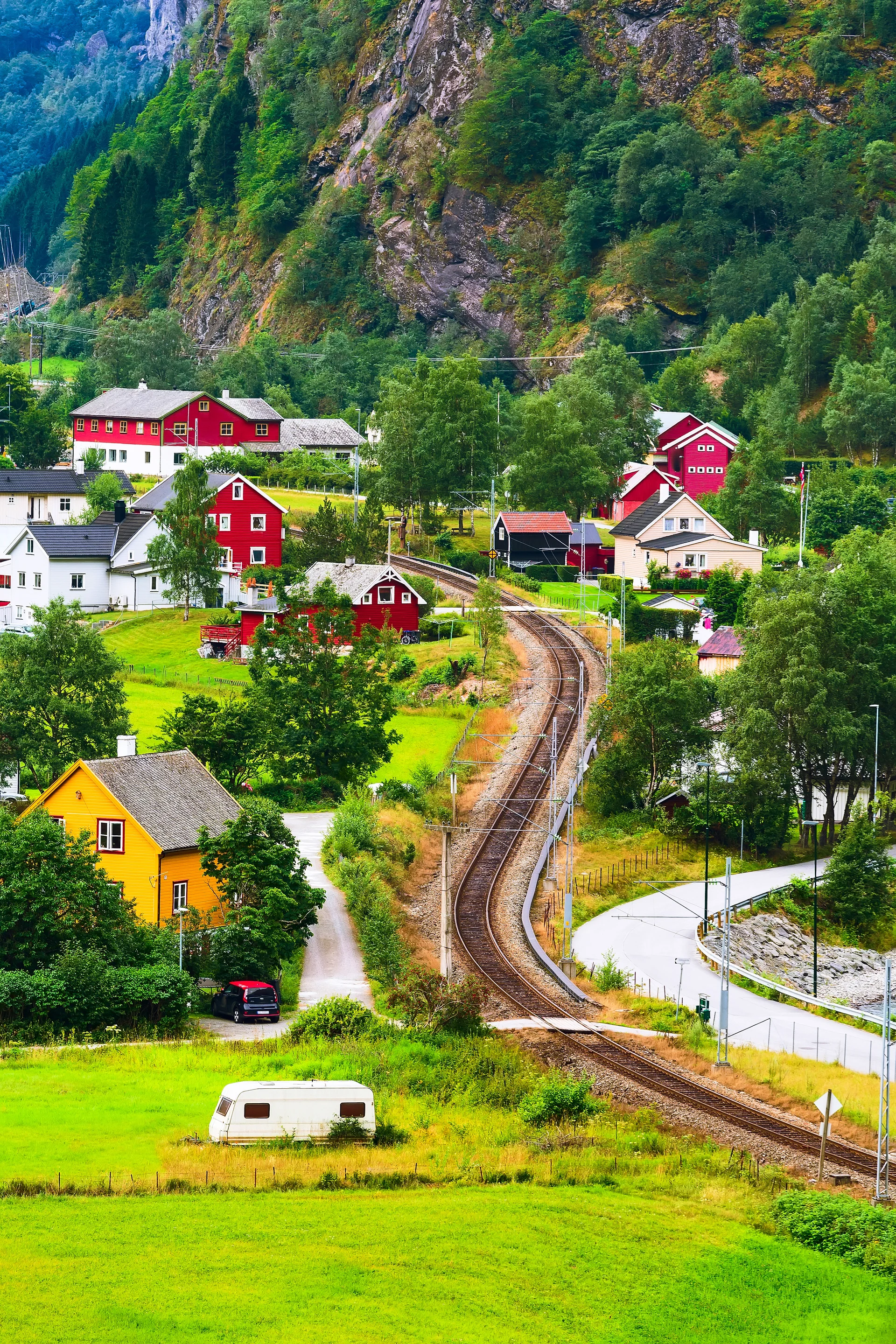 Norwegian Fjord Village Landscape Near Flam Norway Myrdal Railway Tourism Vacation Travel. Uncategorized wallpaper. 3749×5…