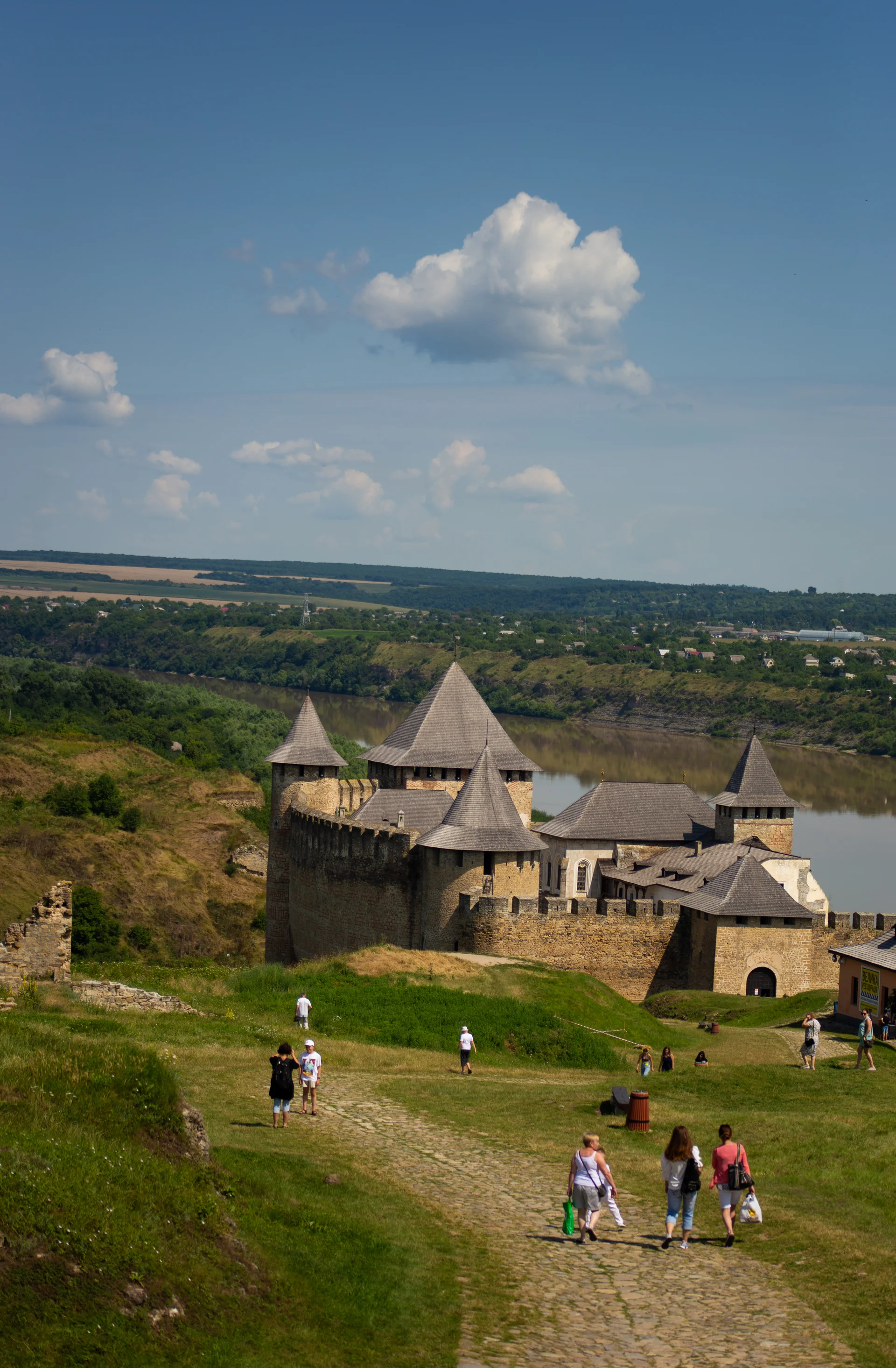 Old Medieval Castle City Khotyn Afternoon Summer. Vintage wallpaper. 3542×5404px. Free download for personal use.