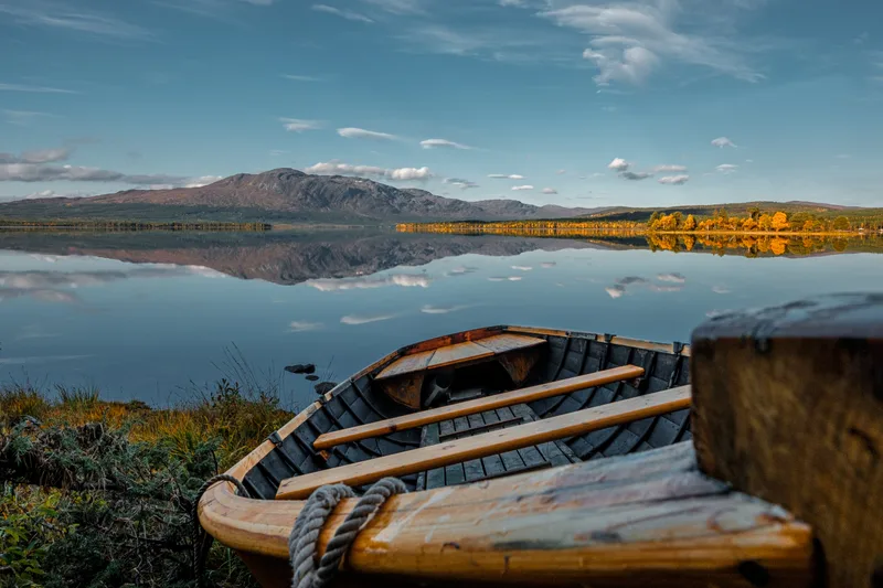Old Wooden Boat Shore Lake Sunset