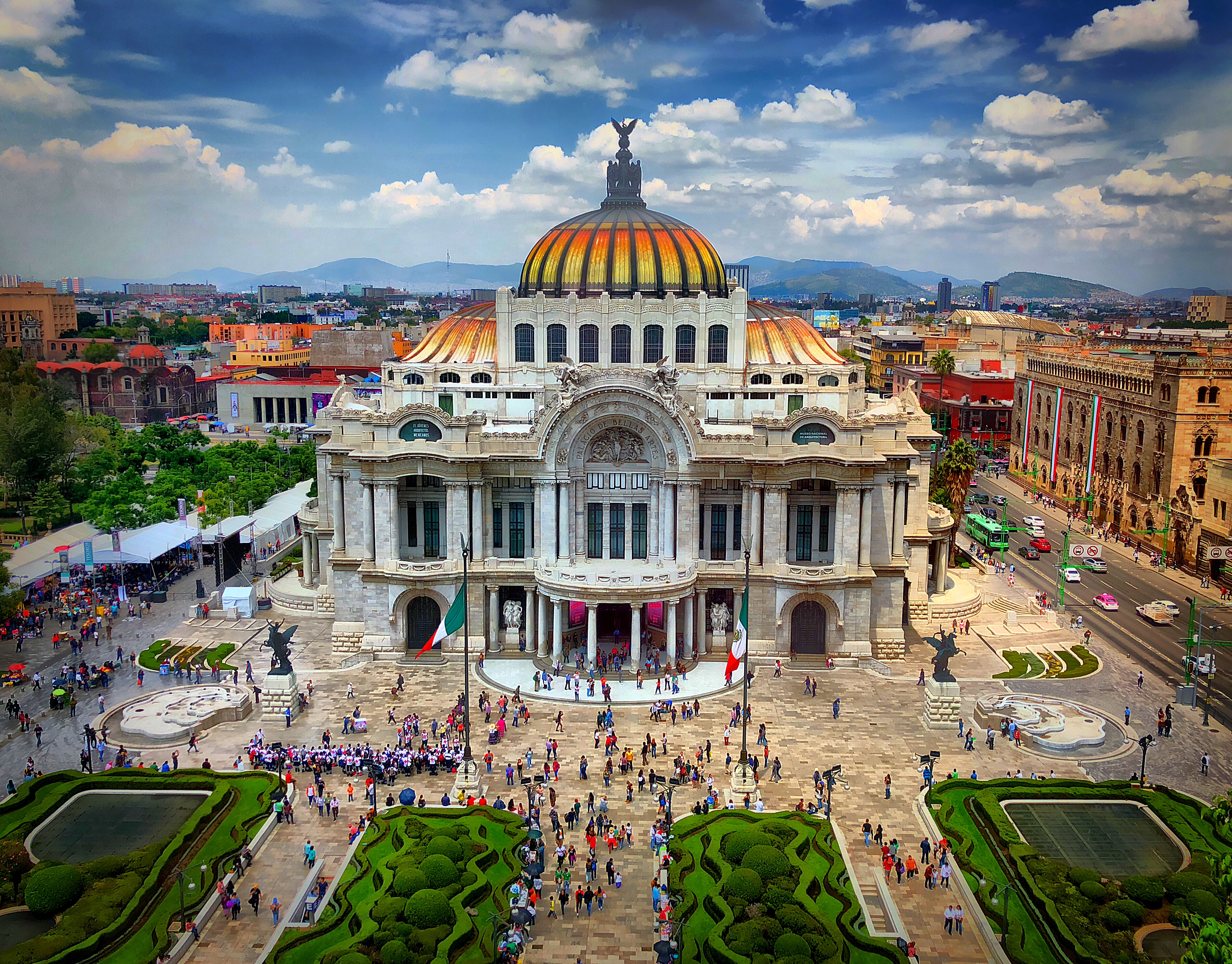 Opera House Mexico City Against Cloudy Sky