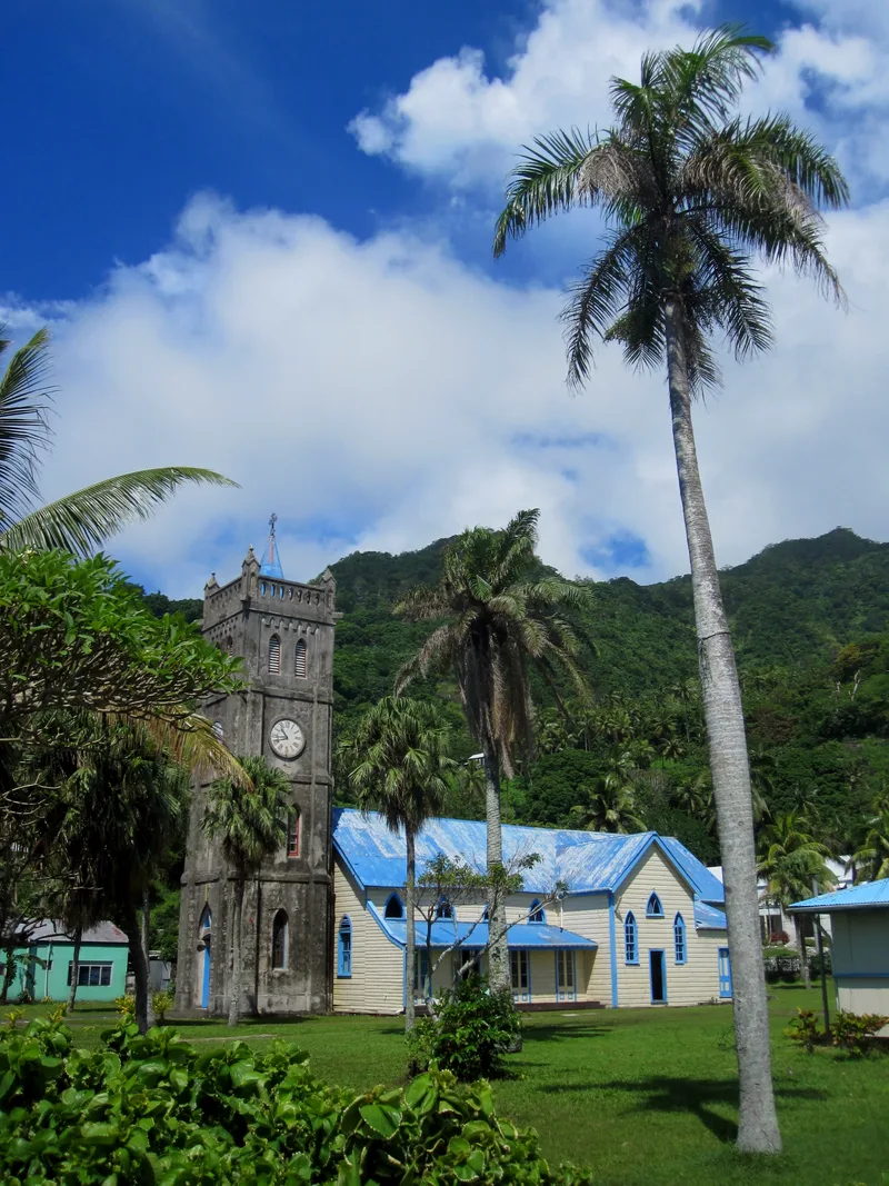 Palm Trees Houses Against Sky