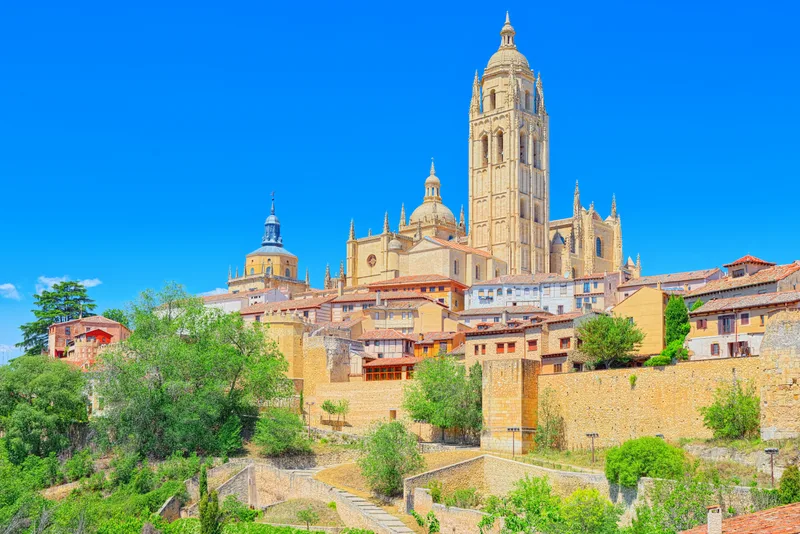 Panoramic Landscape Ancient City Cathedral Segovia