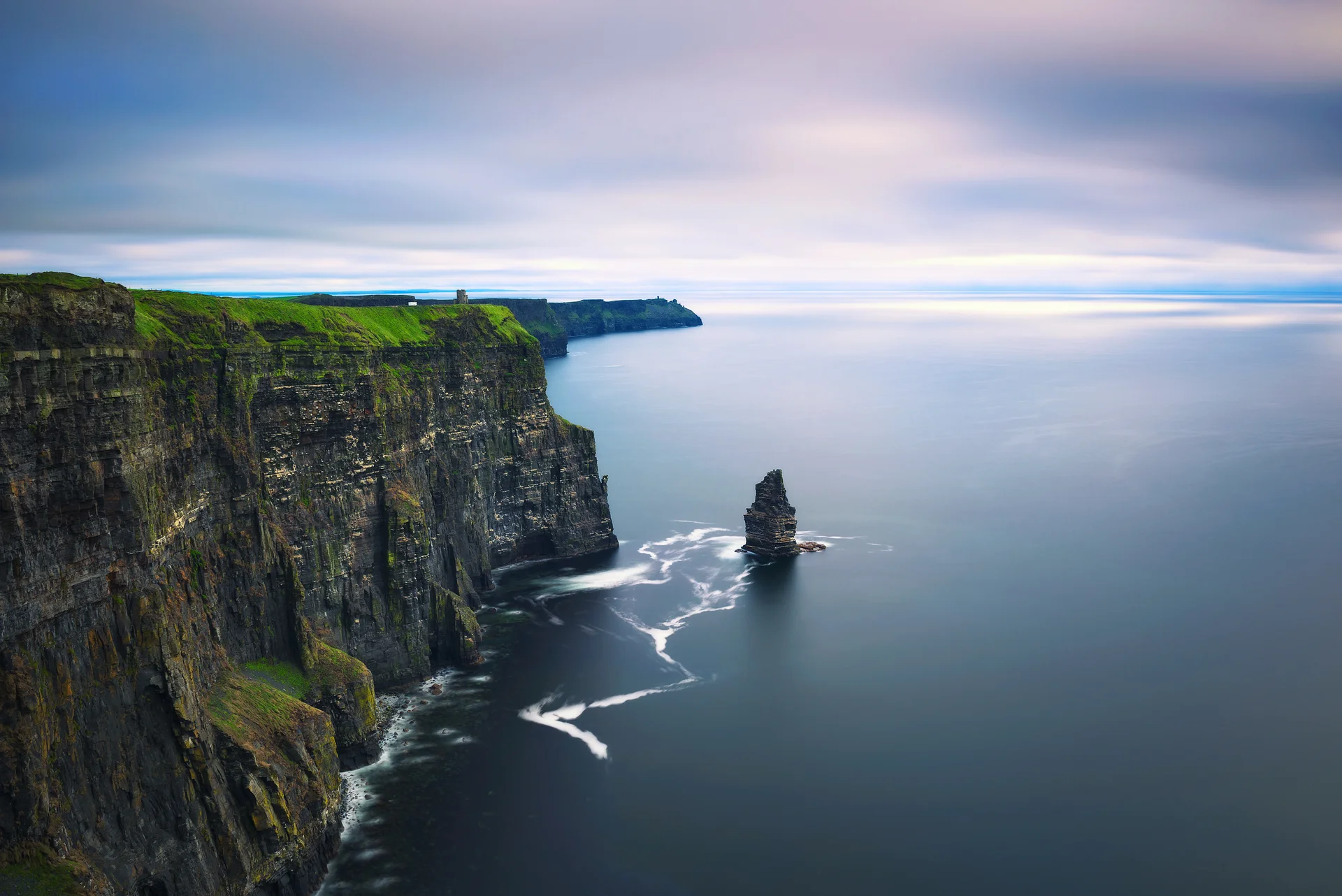 Panoramic View Scenic Cliffs Moher Ireland. Aerial wallpaper. 6016×4016px. Free download for personal use.
