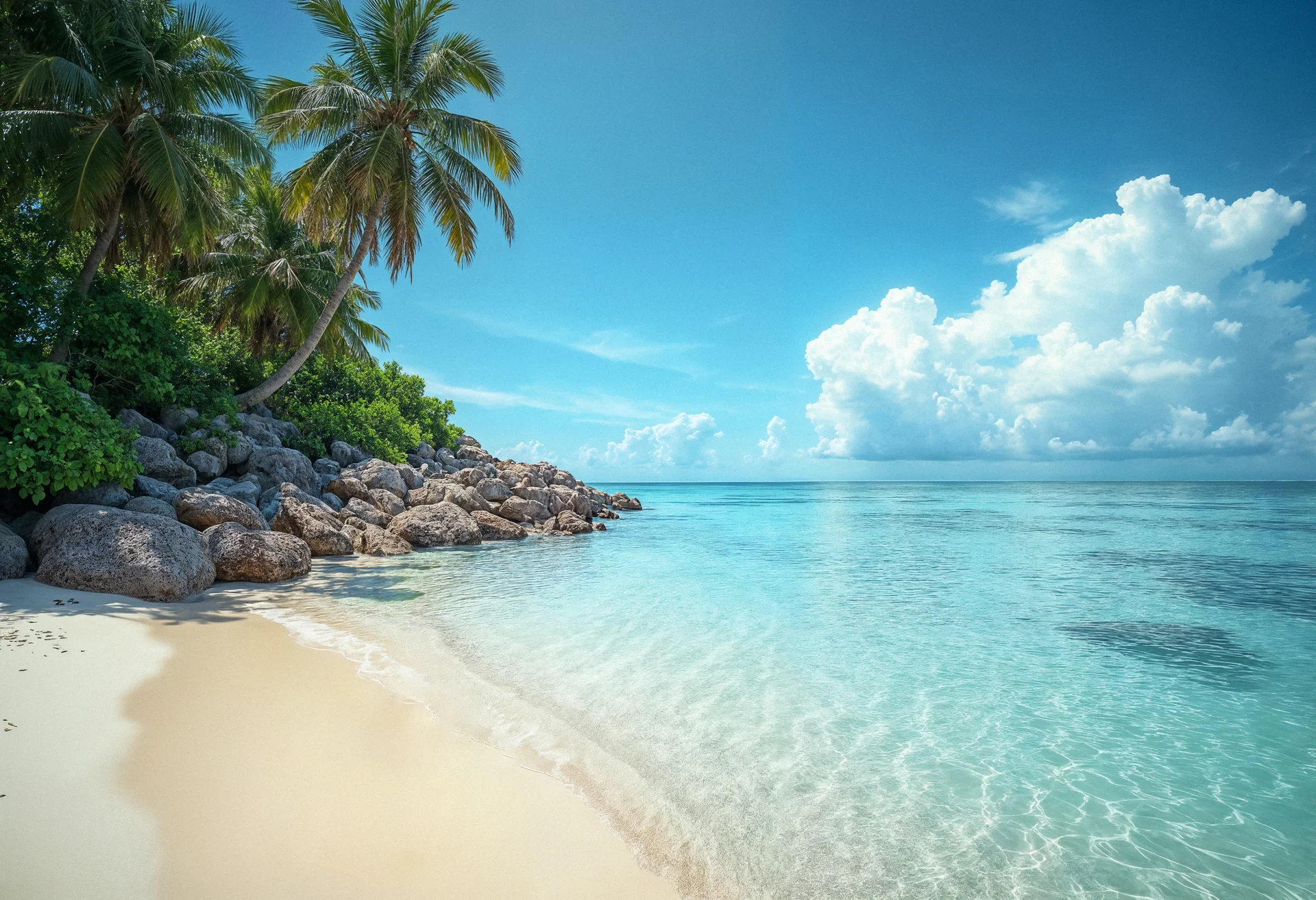 Paradisiacal Landscape With Ocean. Nature wallpaper. 4864×3328px. Free download for personal use.