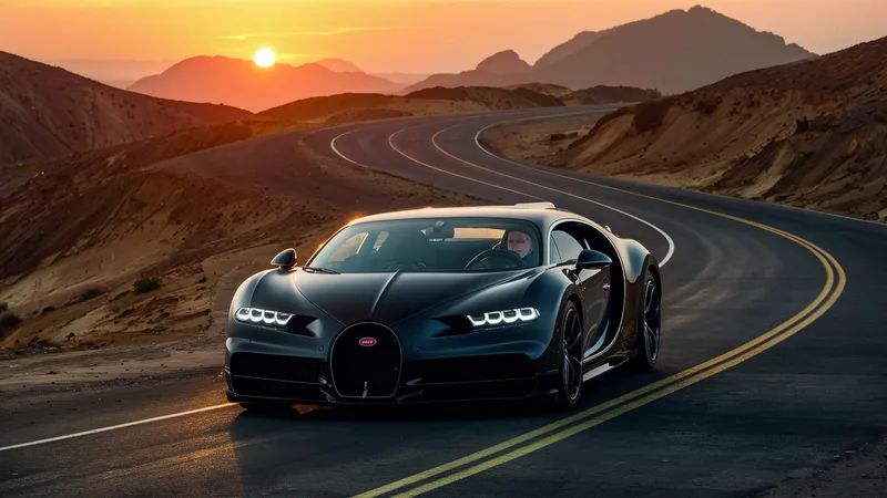 Photo Car Driving Road Sunset