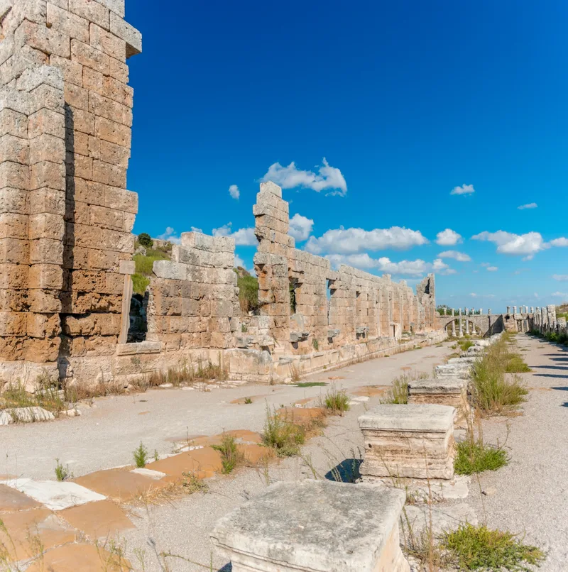 Picturesque Ruins Ancient City Perge Turkey Perge Open Air Museum