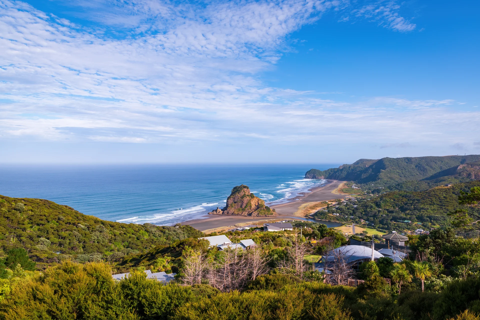 Piha Beach Lion Rock. Nature wallpaper. 6000×4000px. Free download for personal use.