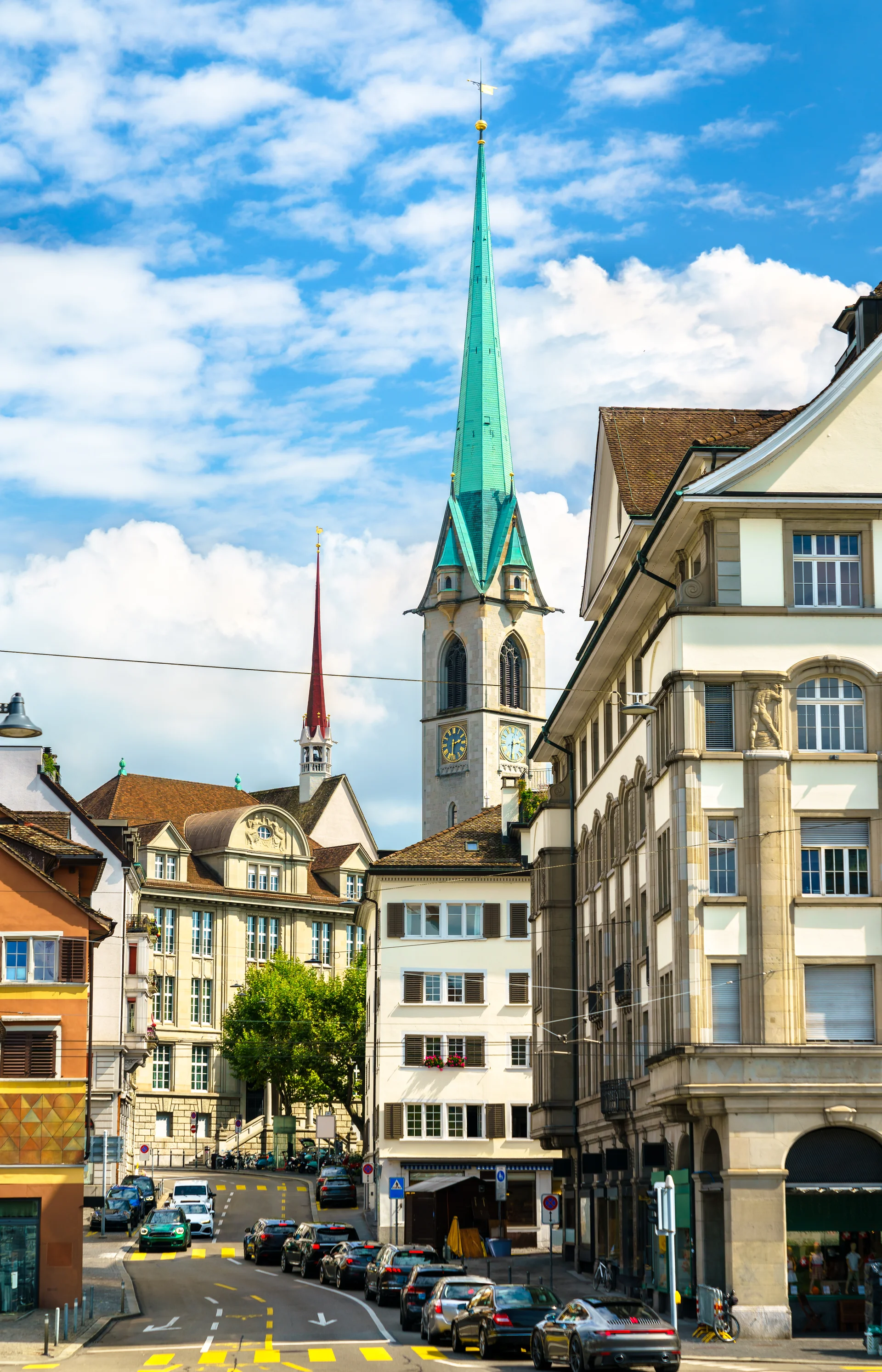 Predigerkirche Church One Four Main Churches Old Town Zurich Switzerland. Vintage wallpaper. 4829×7507px. Free download fo…