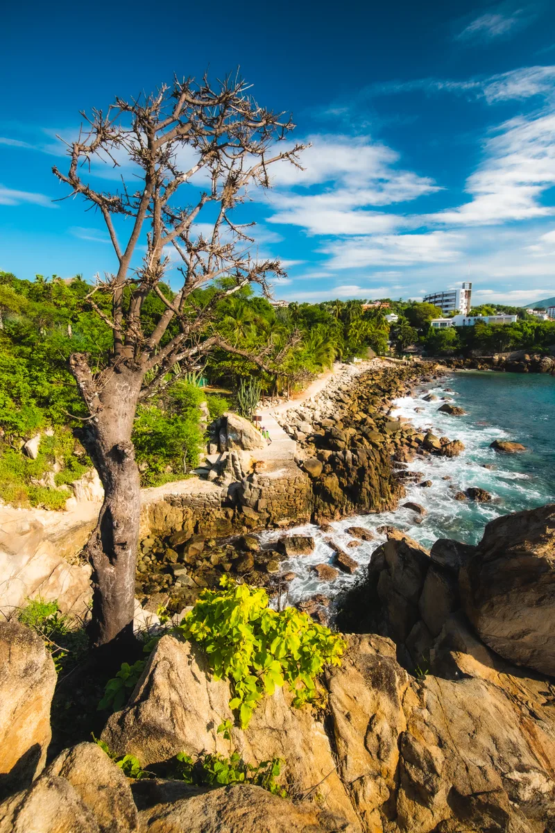 Puerto Escondido Main Beach Sunny Day Oaxaca Mexico