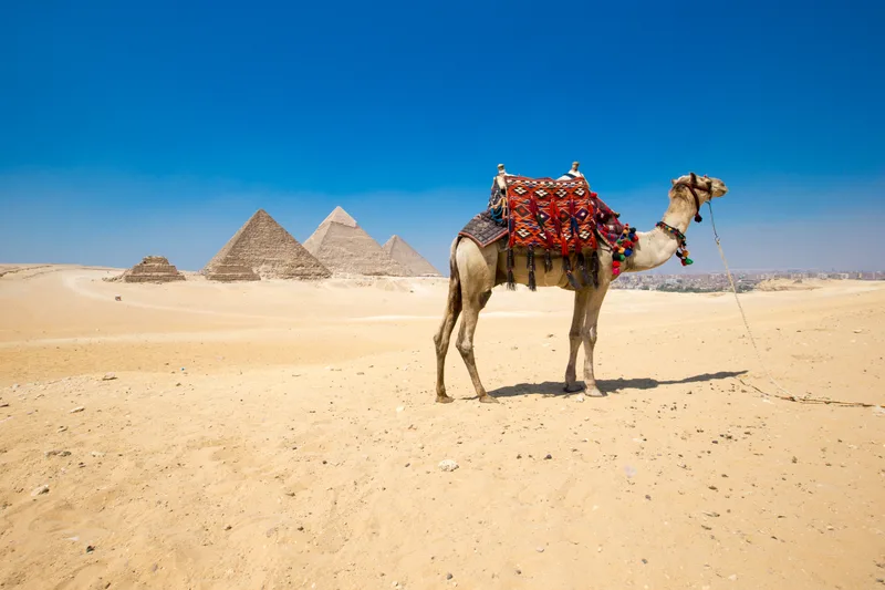 Pyramids With Beautiful Sky Giza Cairo Egypt