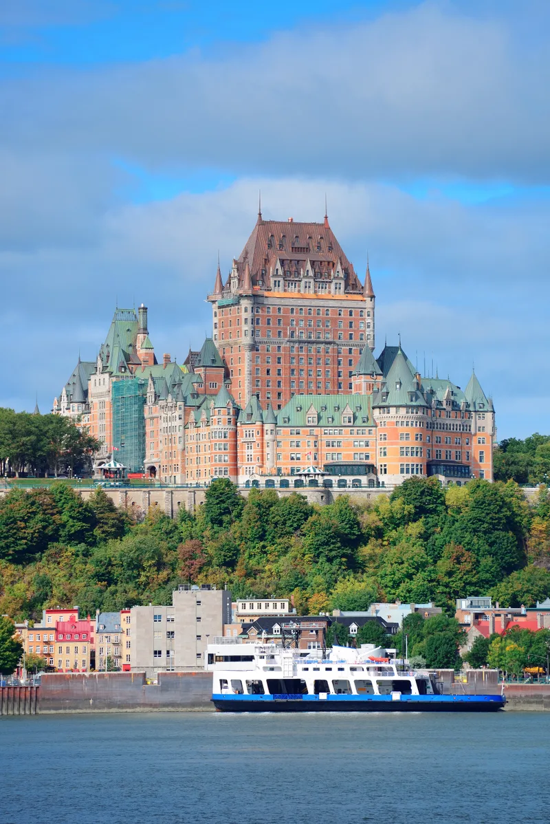 Quebec City Skyline River With Blue Sky Cloud