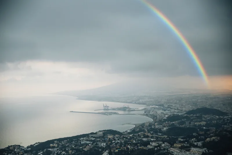 Rainbow Sky With View City