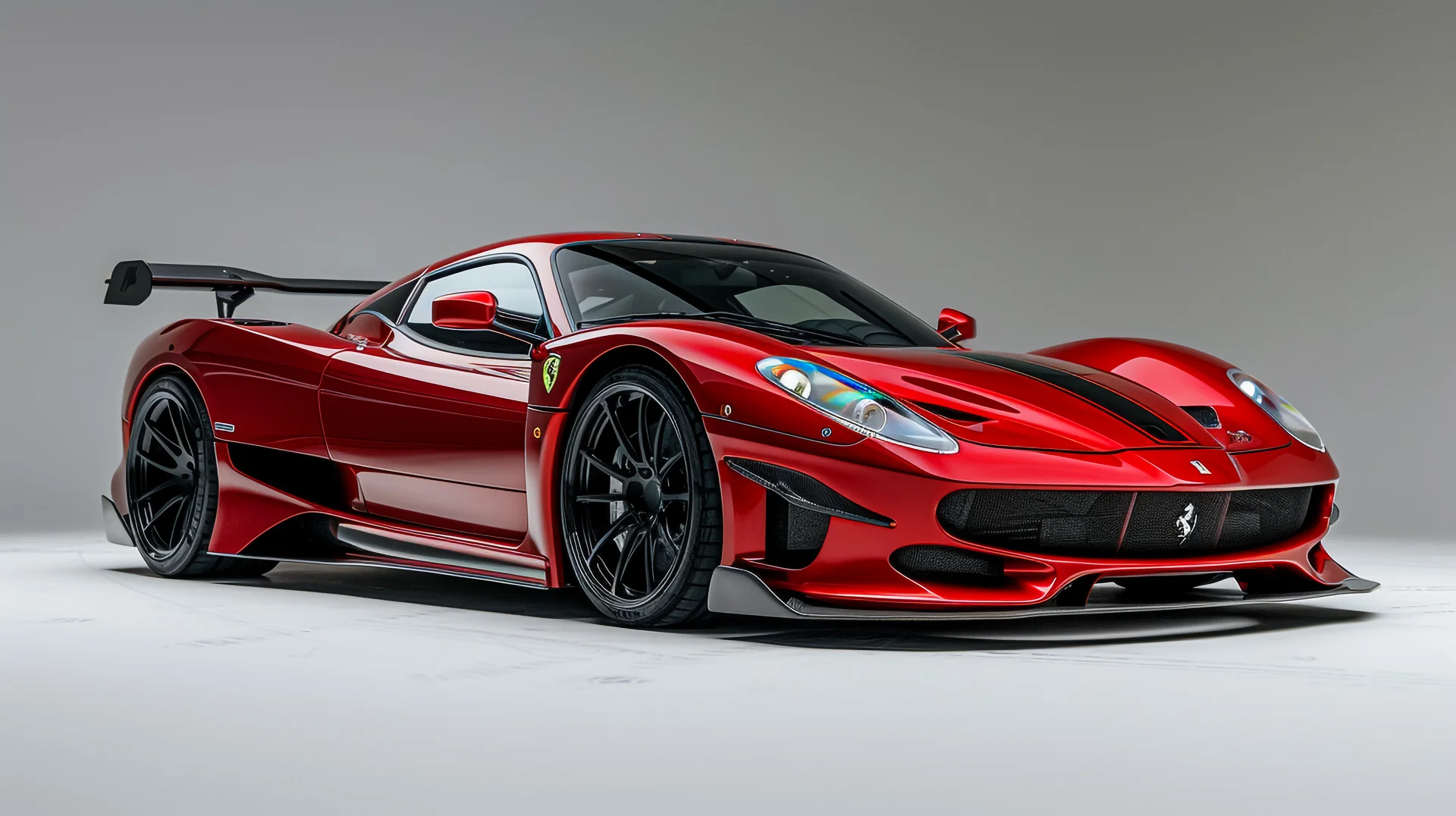 Red Sports Car With Black Roof Is Shown. Cars wallpaper. 5400×3026px. Free download for personal use.