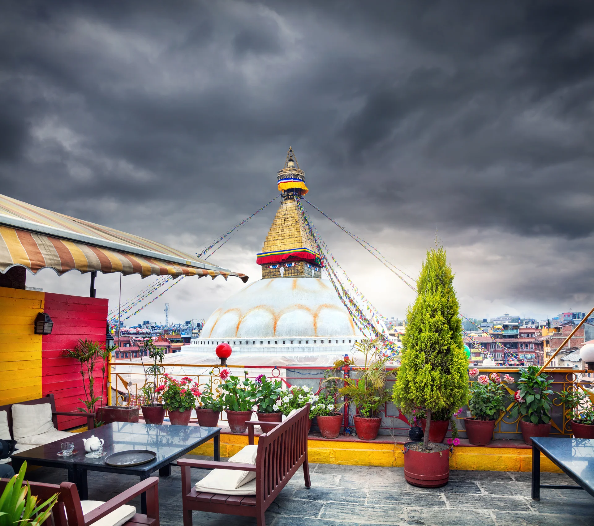 Rooftop Restaurant Bodnath Stupa. Uncategorized wallpaper. 5000×4432px. Free download for personal use.