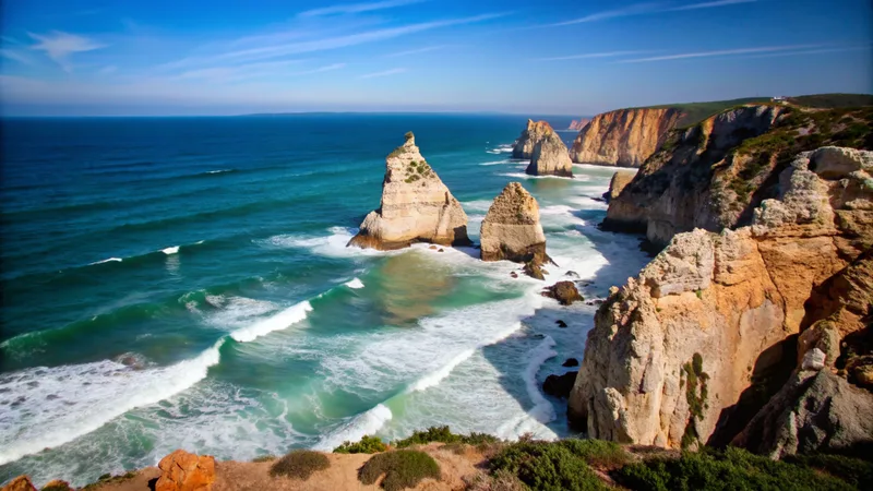 Rugged Cliffs Rising From Turquoise Sea