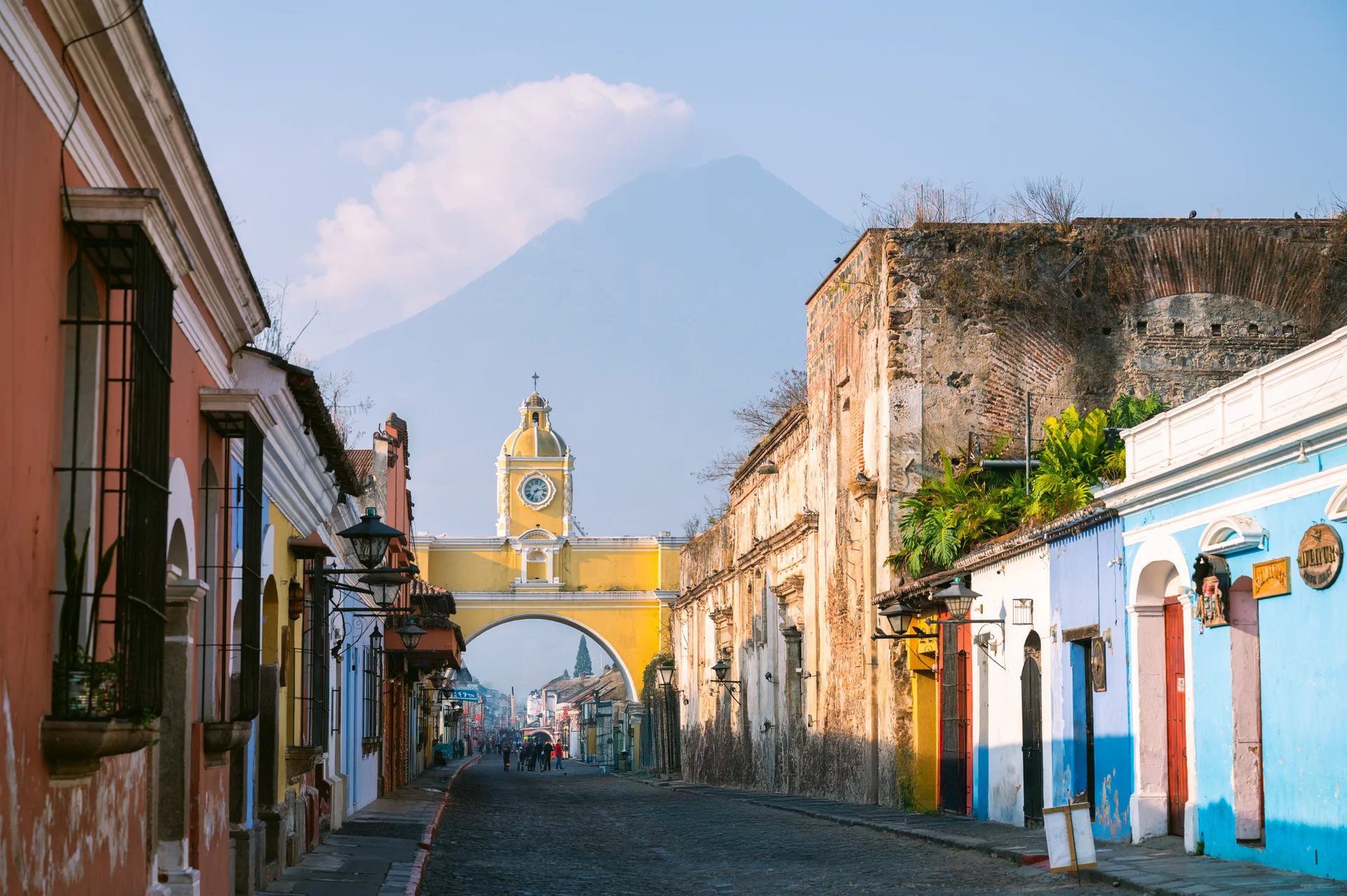 Santa Catalina Arch Volcano View Antigua Guatemala. Aerial wallpaper. 6048×4024px. Free download for personal use.