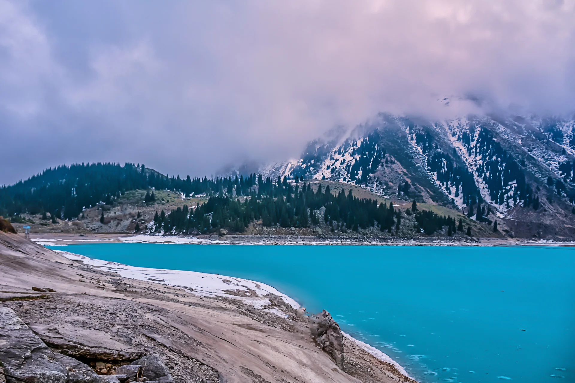 Scenic View Lake By Mountains Against Sky. Nature wallpaper. 5370×3580px. Free download for personal use.