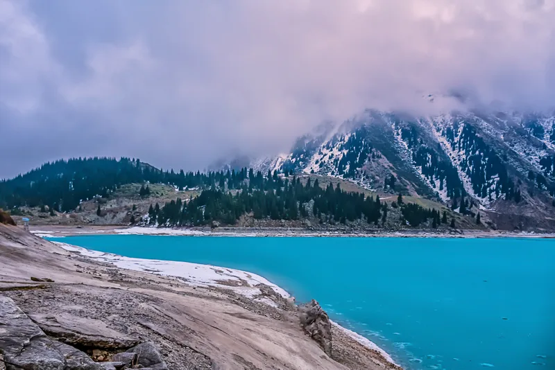 Scenic View Lake By Mountains Against Sky