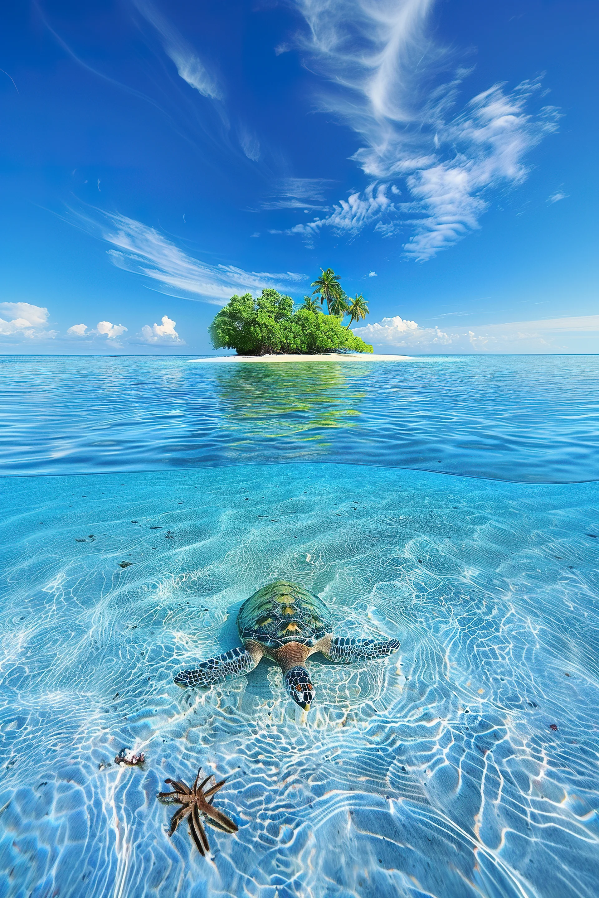 Sea Turtles Swimming Shore Crystal Clear Waters Background Island. Nature wallpaper. 3584×5376px. Free download for person…