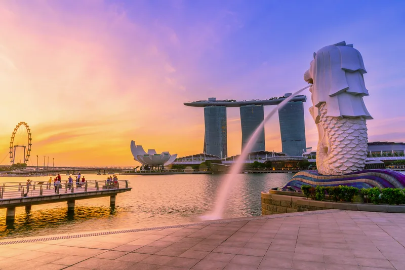 Singapore Landmark Merlion Sunrise