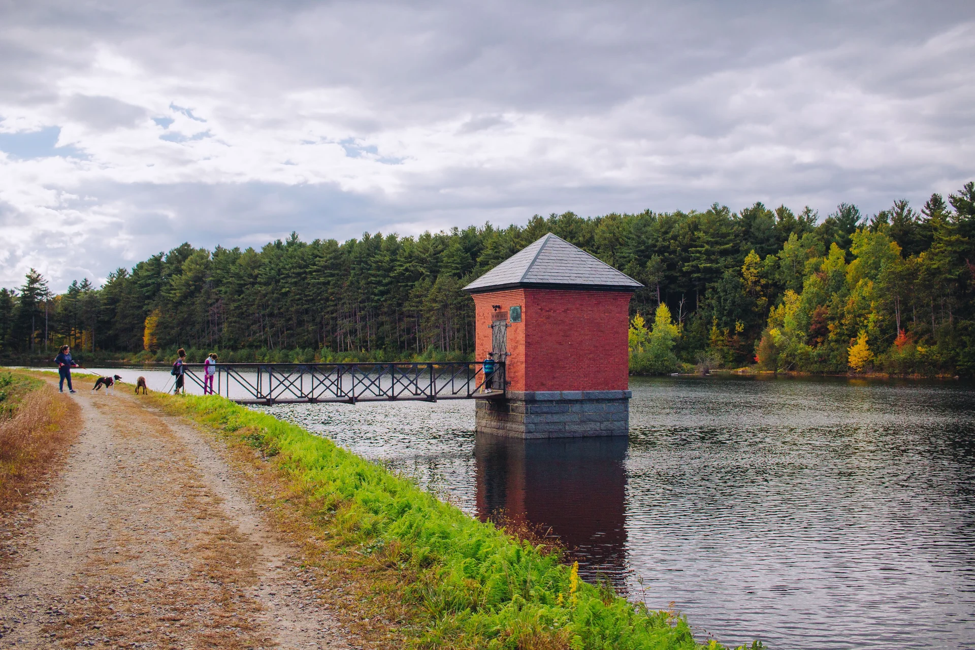 Small Red Hut Built River Connected Bridge With Amazing Natural Scenery. Uncategorized wallpaper. 4898×3265px. Free downlo…