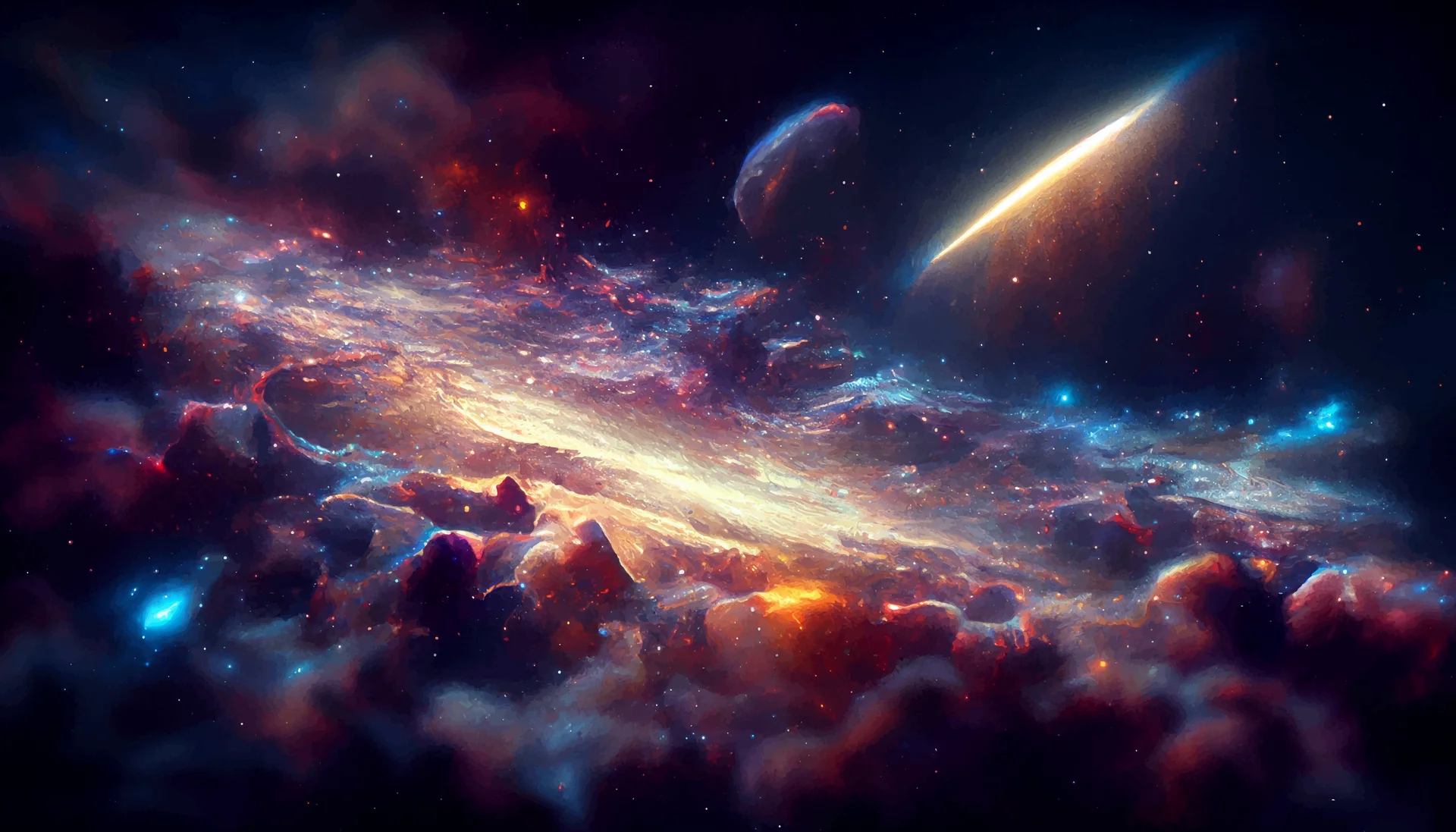 Space Epic Realistic Galaxy Illustration. Uncategorized wallpaper. 6999×4000px. Free download for personal use.