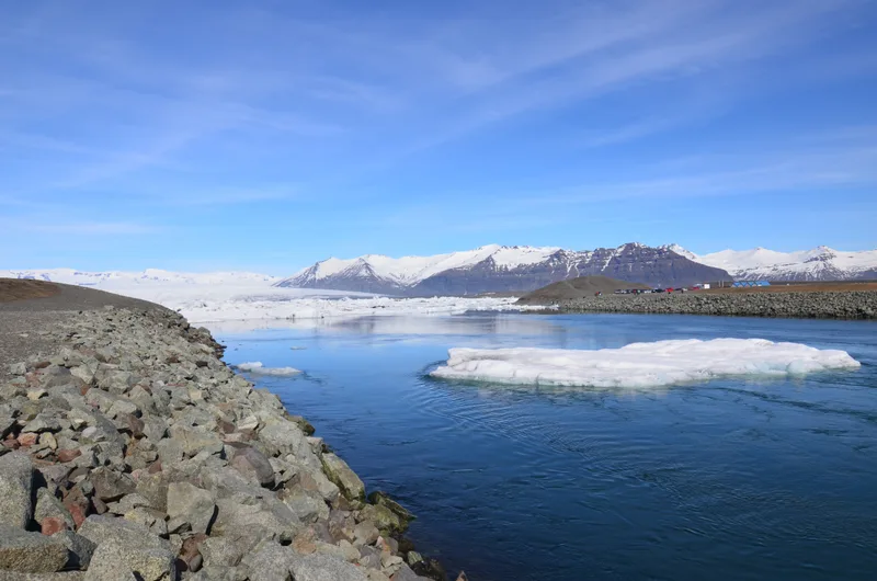 Spring Day With Water Way Mountains Iceland