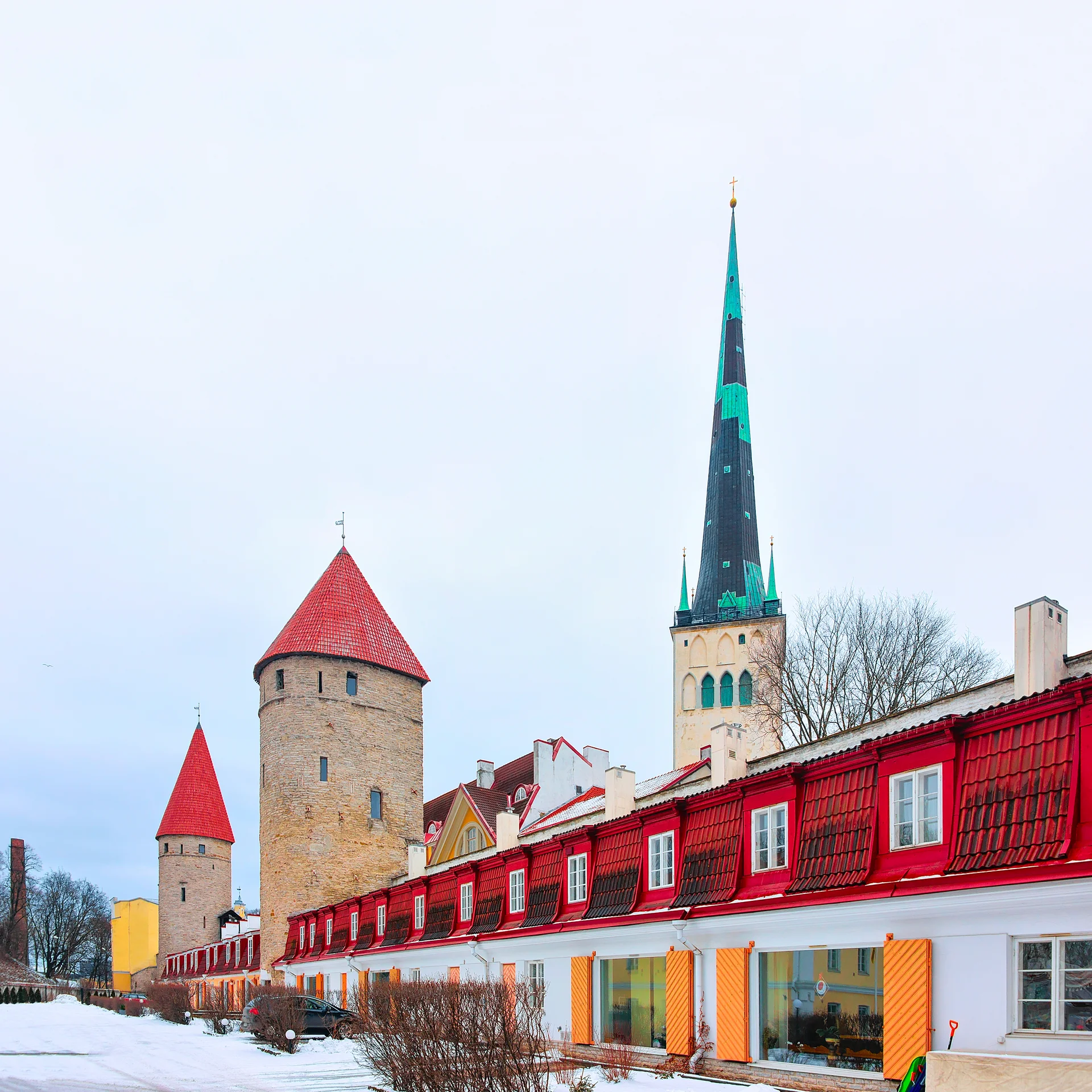 St Olaf Church Defensive Walls Old Town Tallinn Estonia Winter. Vintage wallpaper. 4000×4000px. Free download for personal…