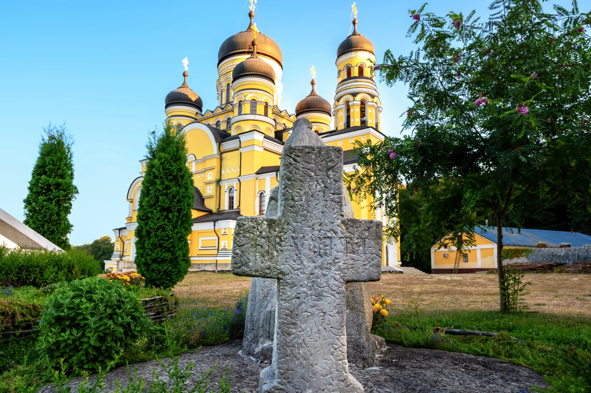 Stone Statue Cross Front Hancu Monastery Church. Uncategorized wallpaper. 6048×4024px. Free download for personal use.