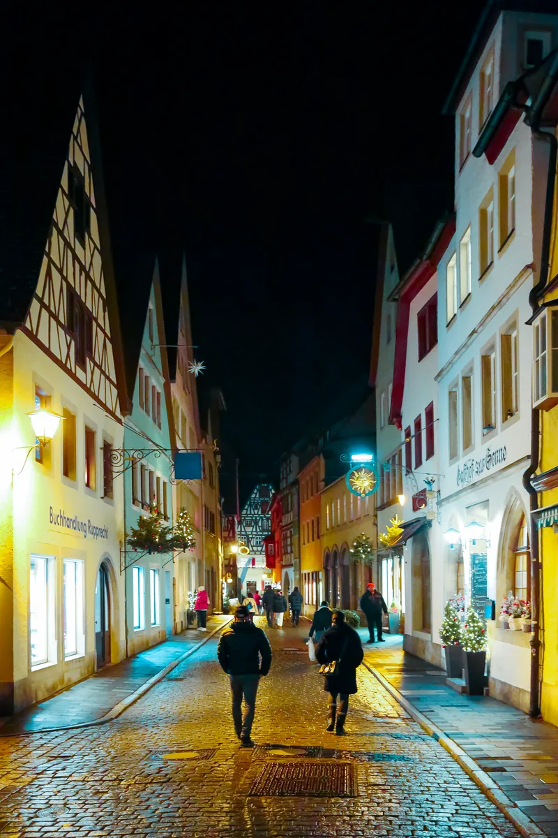 Street Decorated New Year Christmas Market Rothenburg Ob Der Tauber Bavaria Germany December 22 2022