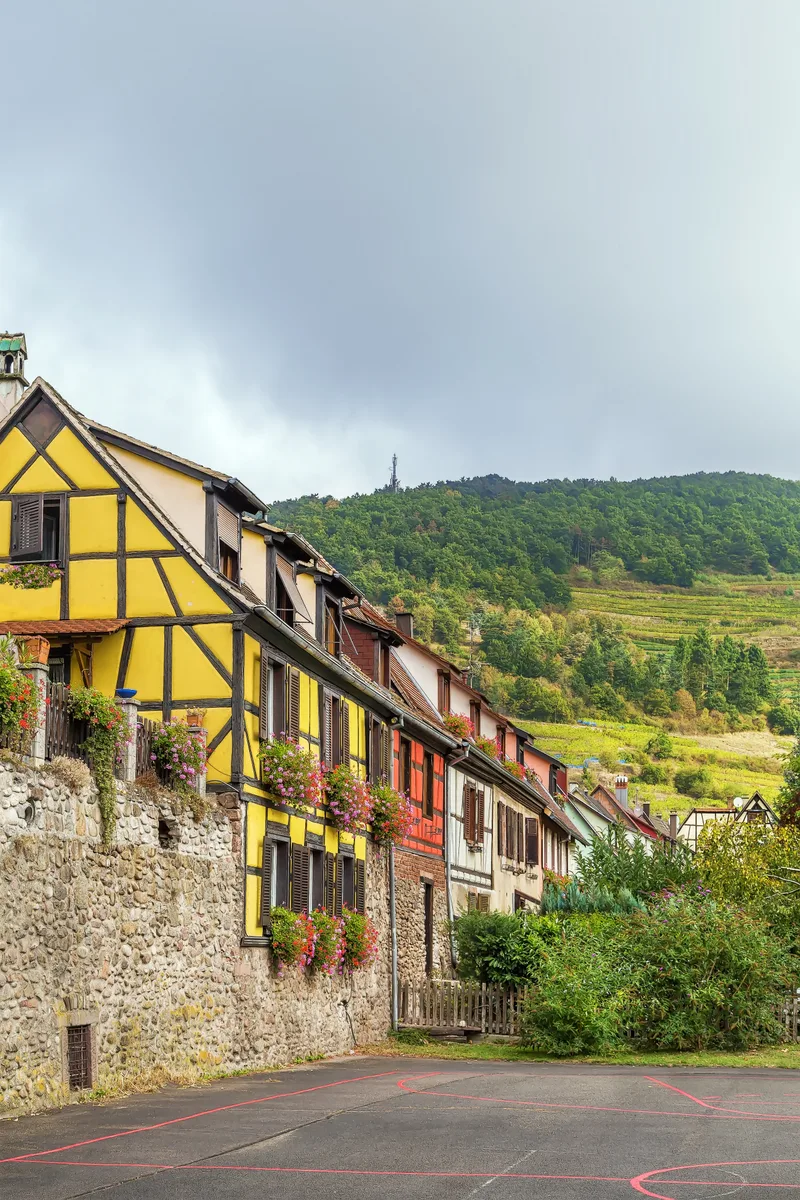 Street With Historical Half Timbered Houses Kaysersberg Alsace France