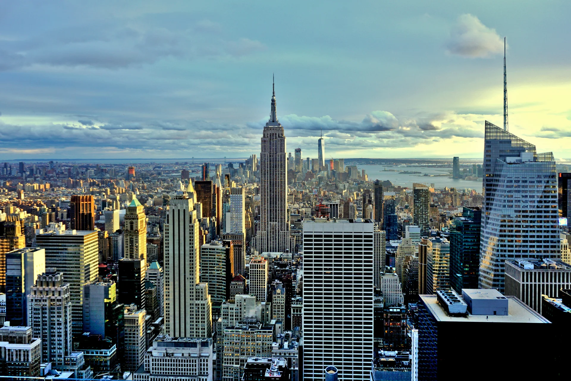 Sunset Manhattan With Empire State Building Center Scene. Uncategorized wallpaper. 5282×3524px. Free download for personal…